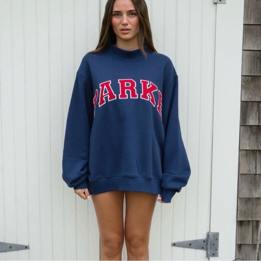 Parke Mockneck Navy and Red lettering